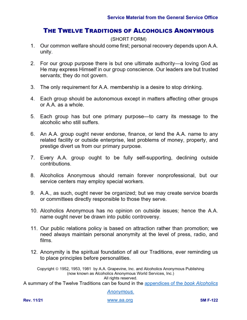 AA 12 Traditions
